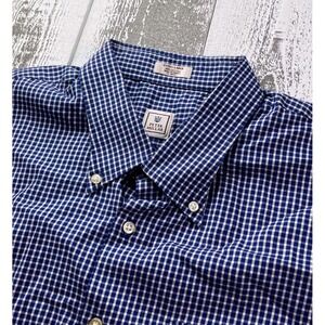 Peter Millar Button-Down Shirt Men's XL Blue Gingham Check Cotton Casual Classic